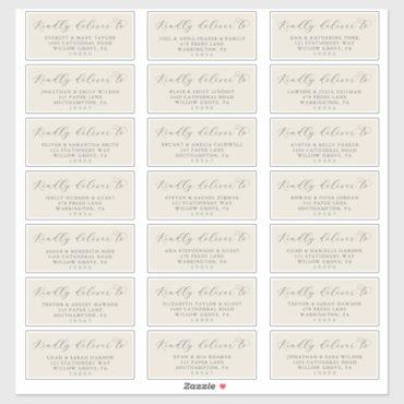 Elegant Champagne Wedding Guest Address Labels