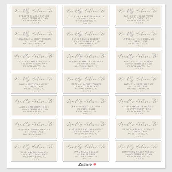 Elegant Champagne Wedding Guest Address Labels