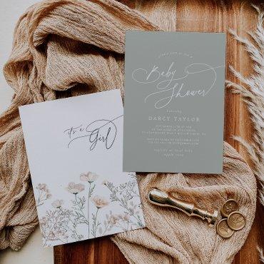 Elegant Charm Sage Green Wildflower
