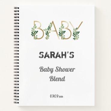 Elegant Cute Greenery Floral Baby Shower Gift List Notebook