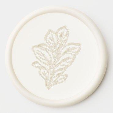 Elegant Embossed Botanical Leaves Real  Wax Seal Sticker