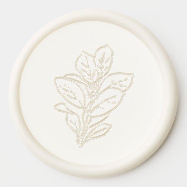 Elegant Embossed Botanical Leaves Real  Wax Seal Sticker