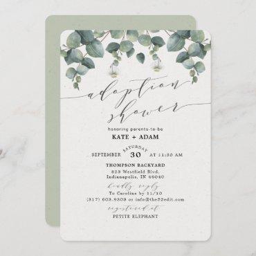 Elegant Eucalyptus Adoption Baby Shower Invitation