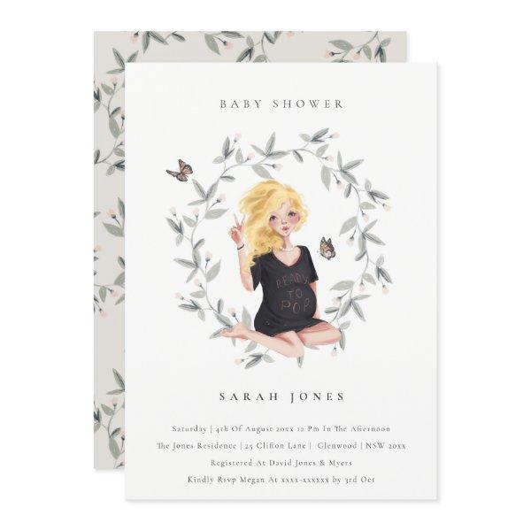 Elegant Expectant Women Foliage Baby Shower Invite