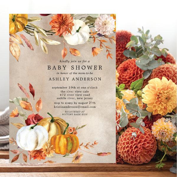 Elegant Fall Floral Autumn Baby Shower