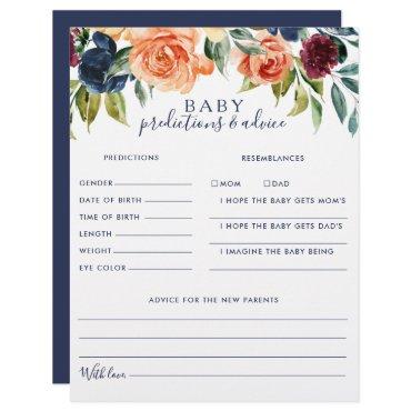 Elegant Floral Baby Predictions and Advice Cards