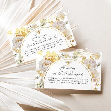 Elegant floral bee Recipe for the bride to be Enclosure Card