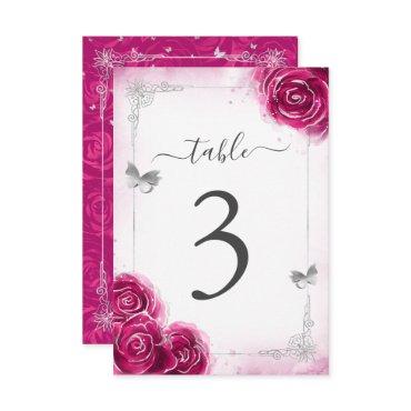 Elegant Fuchsia Template Table Number Cards 