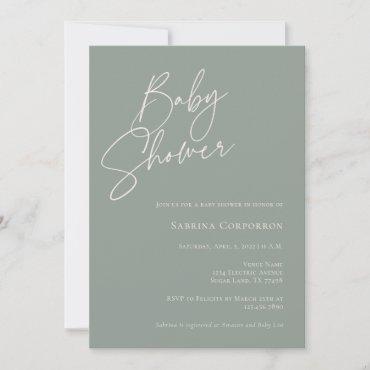 Elegant Gender Neutral Boho Baby Shower | Sage Invitation