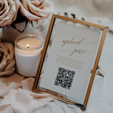 Elegant Gold 5x7" Table Number with Photo QR Code