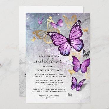 Elegant Gold and Purple Butterfly Bridal Shower