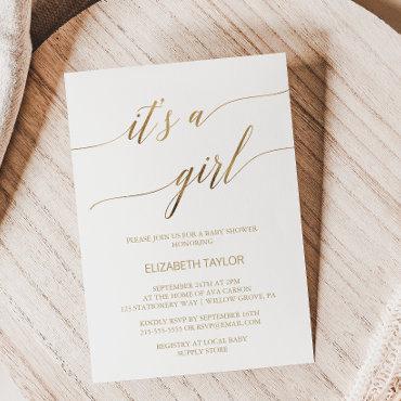 Elegant Gold Calligraphy It's A Girl