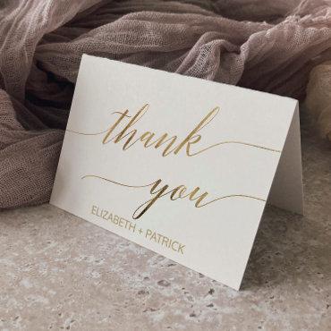 Elegant Gold Calligraphy | Ivory Thank You Card