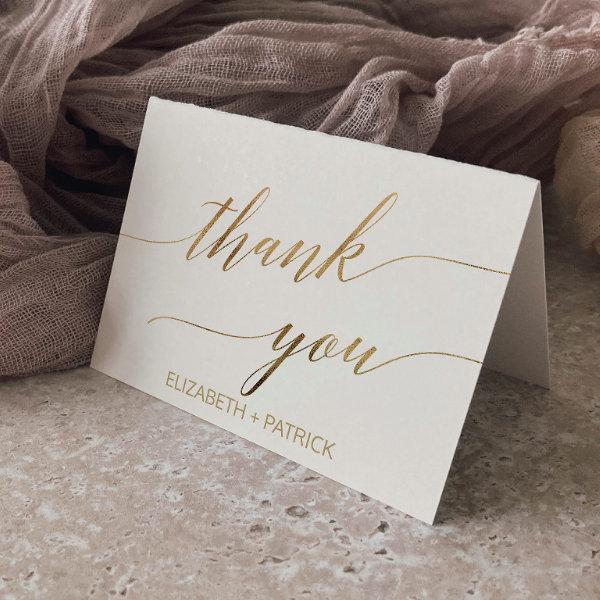 Elegant Gold Calligraphy | Ivory Thank You Card