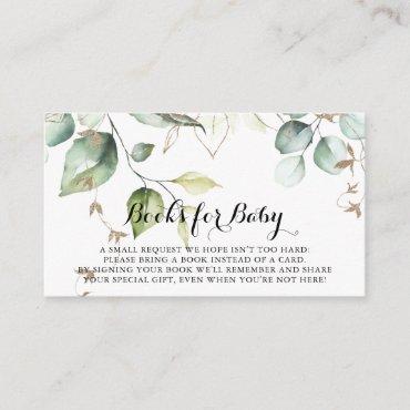 Elegant Gold Greenery Baby Shower Book Request Enclosure Card