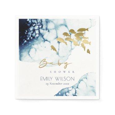 ELEGANT GOLD NAVY UNDERWATER  FISH BABY SHOWER NAPKINS