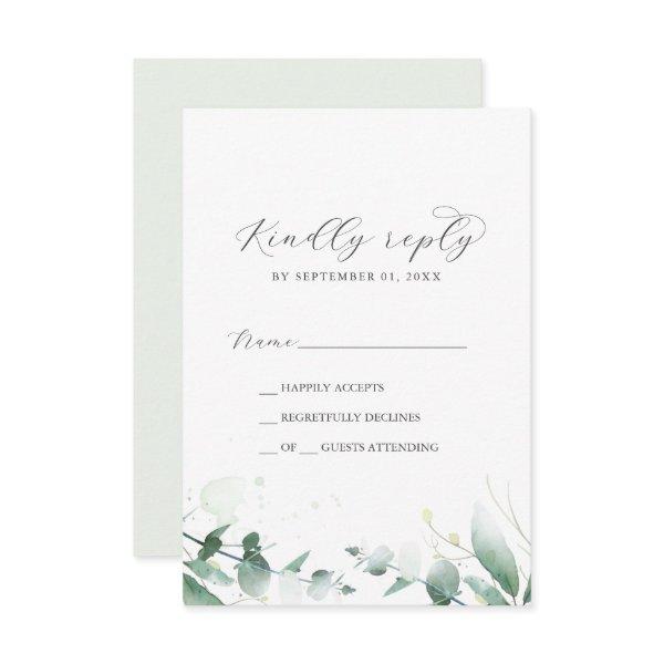 Elegant Greenery Simple RSVP Card