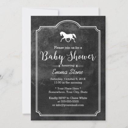 Elegant Horse Vintage Frame Baby Shower Invitation