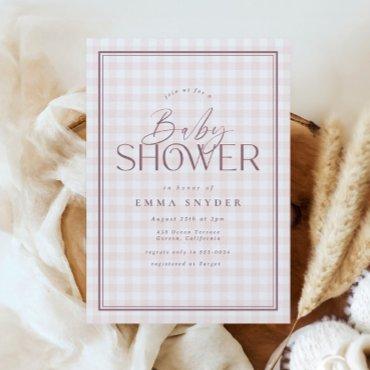 Elegant Light Pink White Gingham Girl