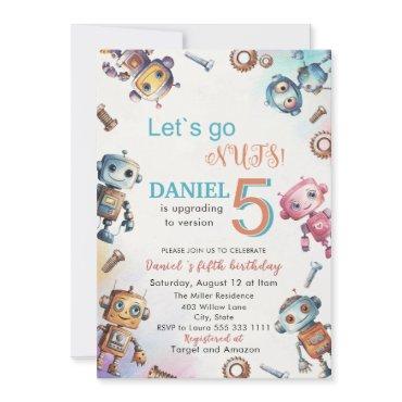 Elegant Little Robot Watercolor  Baby Birthday Par