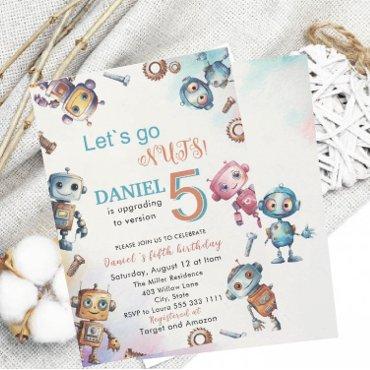 Elegant Little Robot Watercolor  Baby Birthday Par