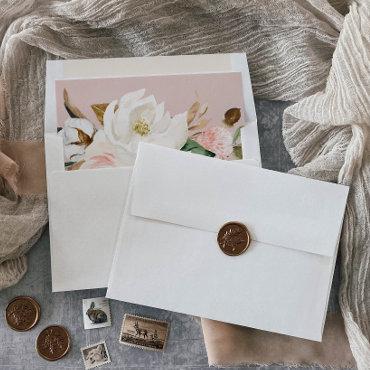 Elegant Magnolia | White and Blush Wedding Envelope Liner