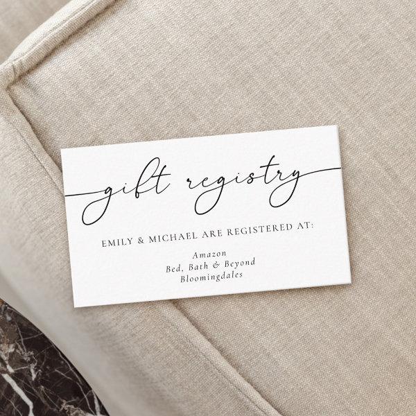 Elegant Minimalist Calligraphy Gift Registry Enclosure Card