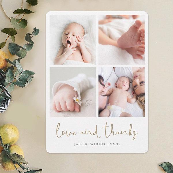Elegant Modern Multi Photo Collage Baby Shower Thank You Card