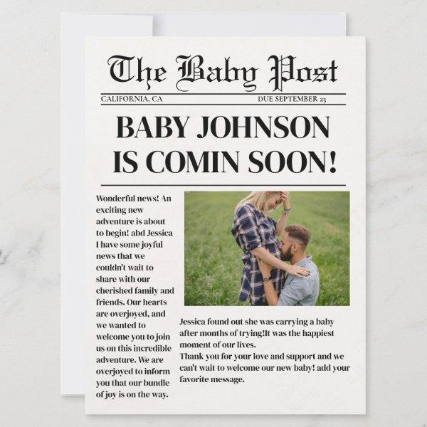 Elegant Newspaper pregnancy Baby Announcement