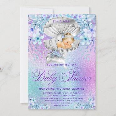 Elegant Pastel Mermaid Baby Shower Invitations