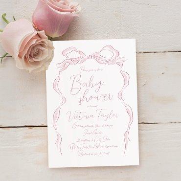 Elegant Pastel Pink Hand Drawn Bow