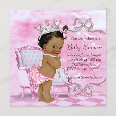 Elegant Pink African American Baby Shower Invitation