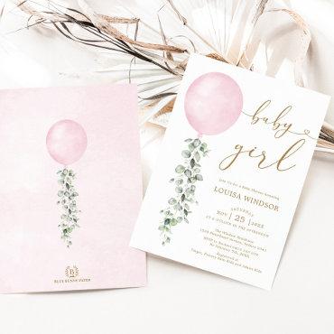 Elegant Pink Balloon Eucalyptus Girl