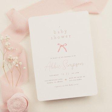 Elegant Pink Bow Coquette Girl Baby Shower Foil