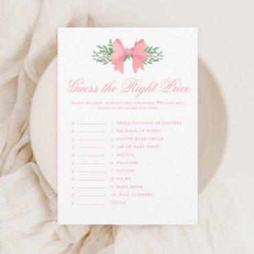 Elegant Pink Bow Guess the Price Baby Shower Game
