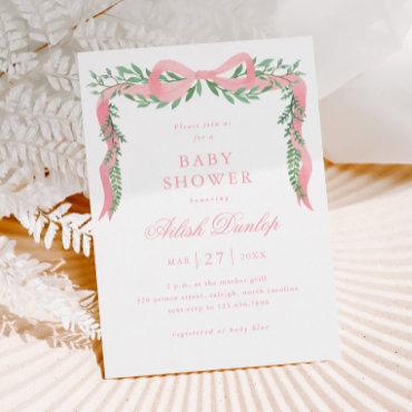 Elegant Pink Bow with Greenery Girl