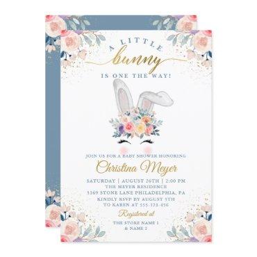 Elegant Pink Gold Floral Bunny Face
