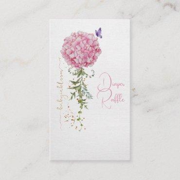Elegant Pink Watercolor Hydrangea Diaper Raffle Enclosure Card