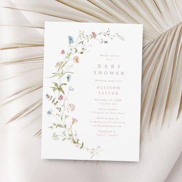 Elegant Pink Wildflower Rustic Boho