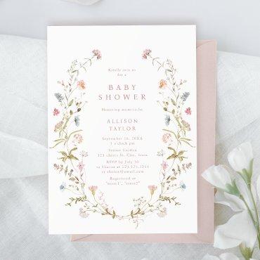 Elegant Pink Wildflower Rustic Boho