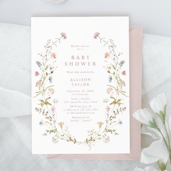 Elegant Pink Wildflower Rustic Boho