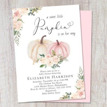 Elegant Pumpkin Pink Floral Baby Girl Shower