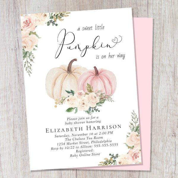 Elegant Pumpkin Pink Floral Baby Girl Shower