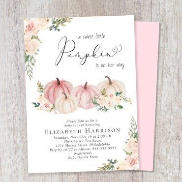 Elegant Pumpkin Pink Floral Baby Girl Shower
