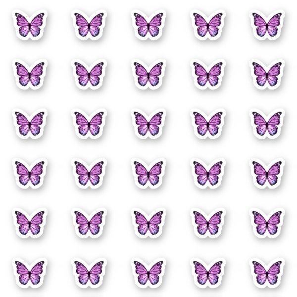 Elegant Purple Butterfly Kisses Monogram Candy Sticker