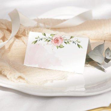 Elegant roses blush pink baby shower place card