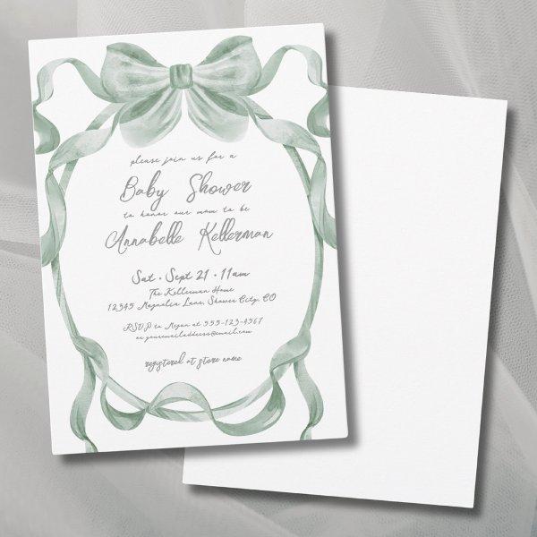 Elegant Sage Green Bow