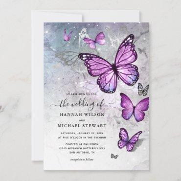 Elegant Silver and Purple Butterfly Wedding