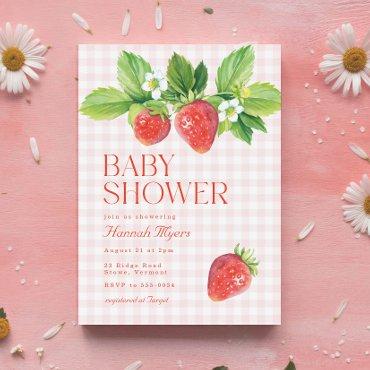 Elegant Strawberry Pink Gingham Girl
