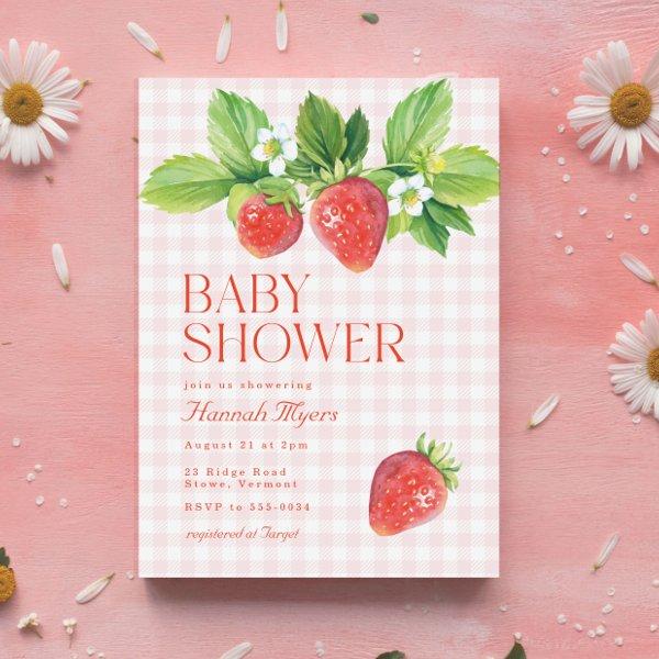 Elegant Strawberry Pink Gingham Girl